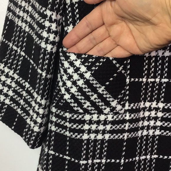 HOT & HOLLYWOOD BLACK/WHITE PLAID PEA COAT - Picture 4 of 8